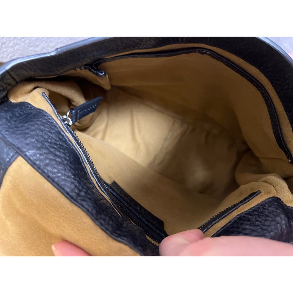 Halston Heritage Black Leather Mini Backpack Suede Lined Minimalist Quiet Luxury - Picture 6 of 8